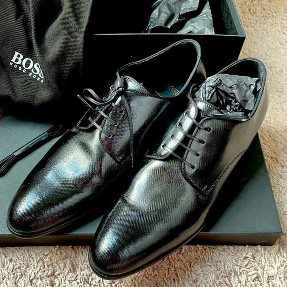 ✨HOST PICK✨LIKE NEW Hugo Boss Mens Black Litown Shoes 👞 - Picture 1 of 2